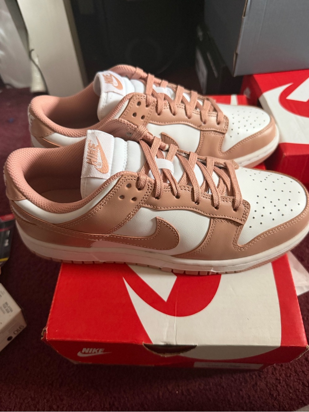Nike Women’s Low-Top Sneakers in Rose Tan and White